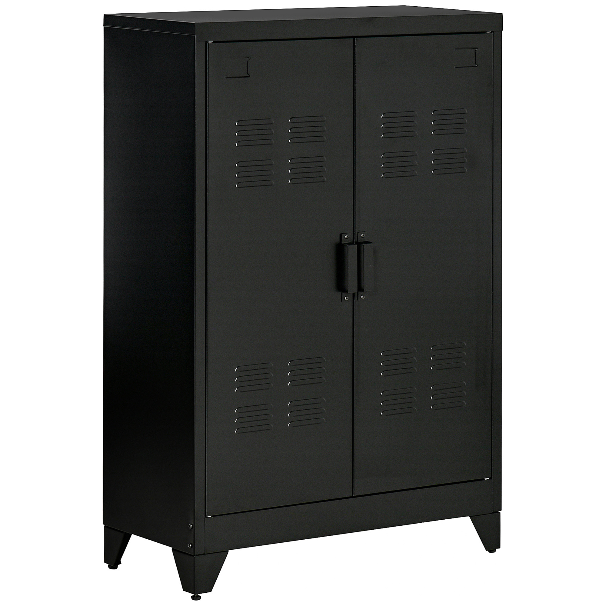 Metallist hoiukapp ventileeritud kahe uksega, must, 75 x 33 x 110 cm