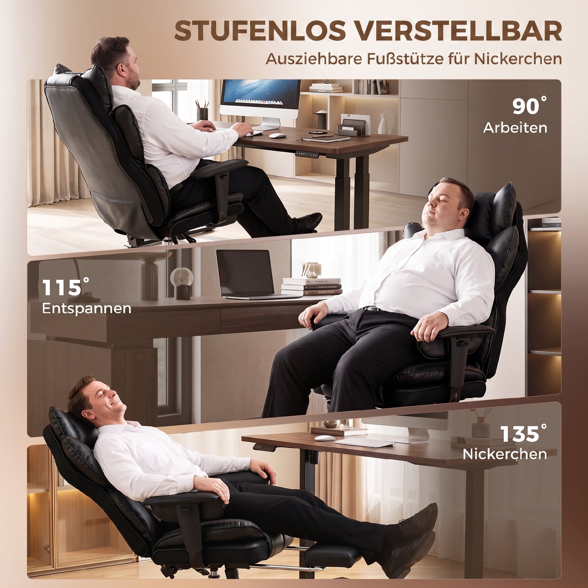Vadovo biuro kėdė iš dirbtinės odos, juoda, iki 180 kg, 80 x 67 x 122-130 cm - Image 7