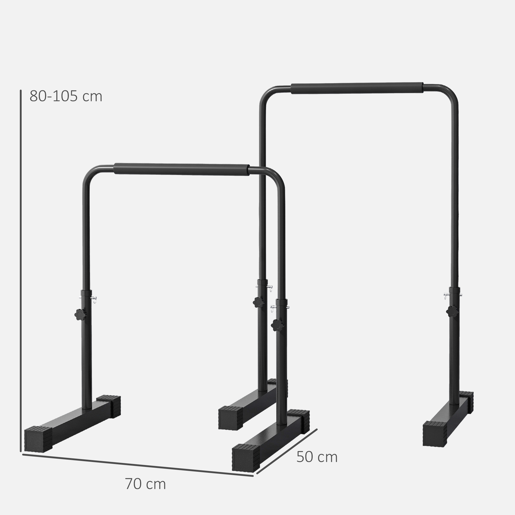 Reguliuojama dip stotis, 80-105 cm, plienas, juoda, iki 120 kg - Image 3