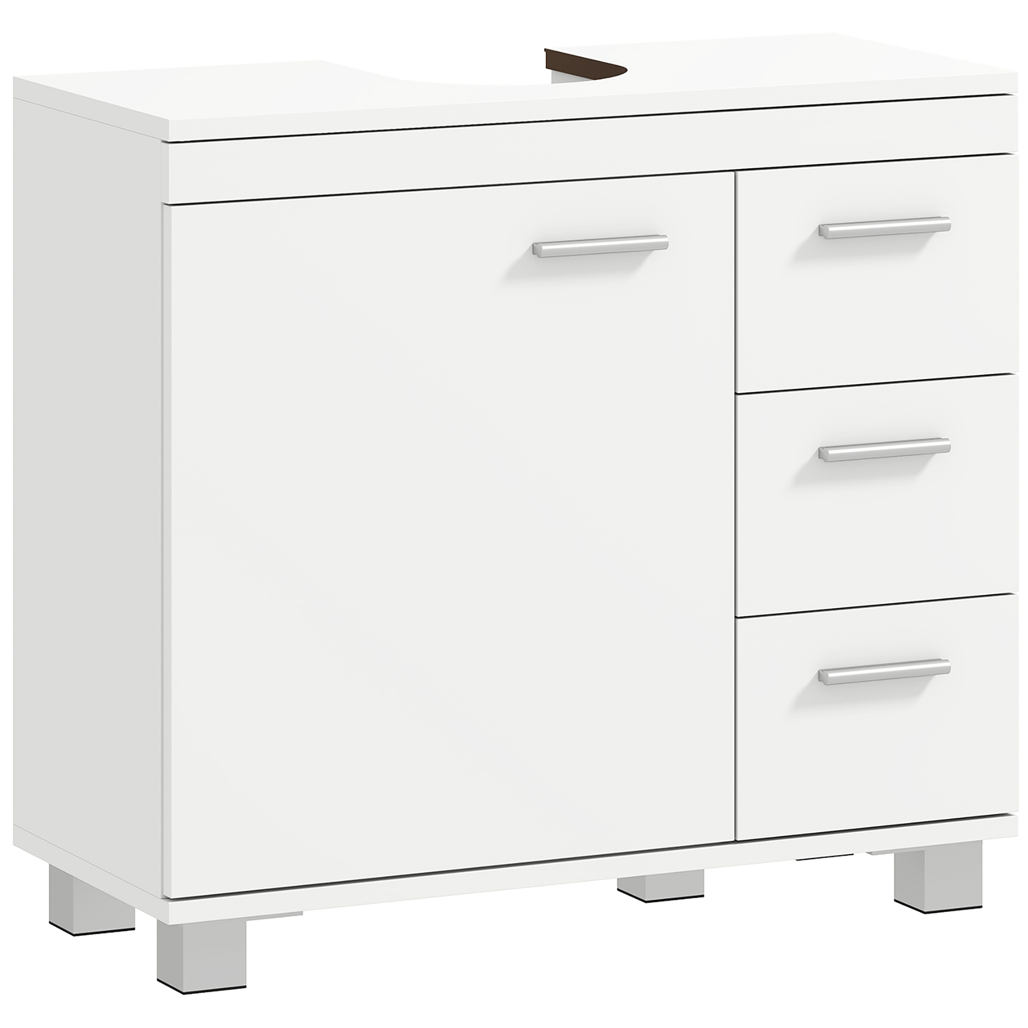Valamukapp, 2 riiulit, 3 sahtlit, MDF, valge, 70 x 30 x 64 cm