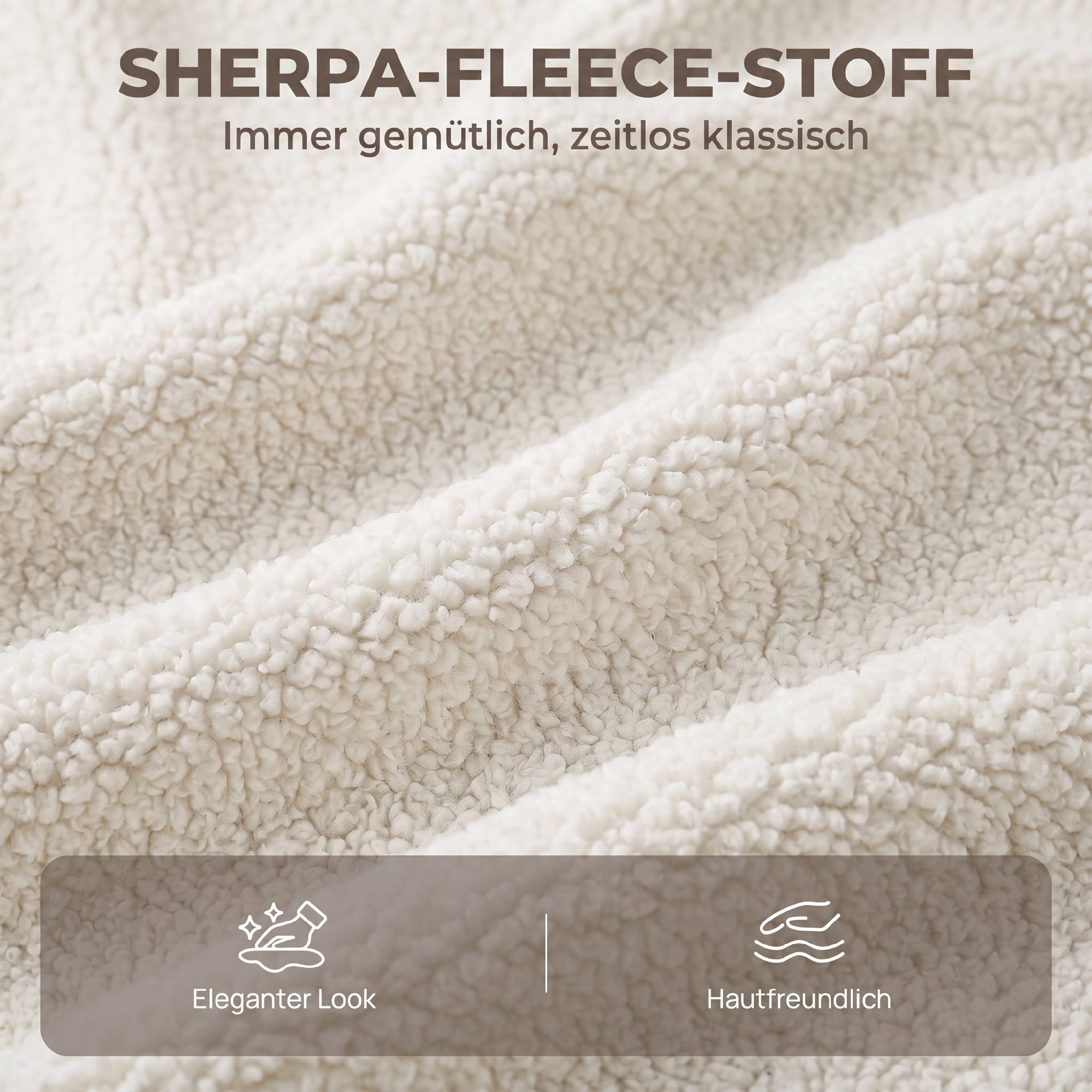 Sherpa-kankaalla verhoiltu toimistotuoli, luonnonvalkoinen, 58 x 62 x 83-93 cm - Image 5