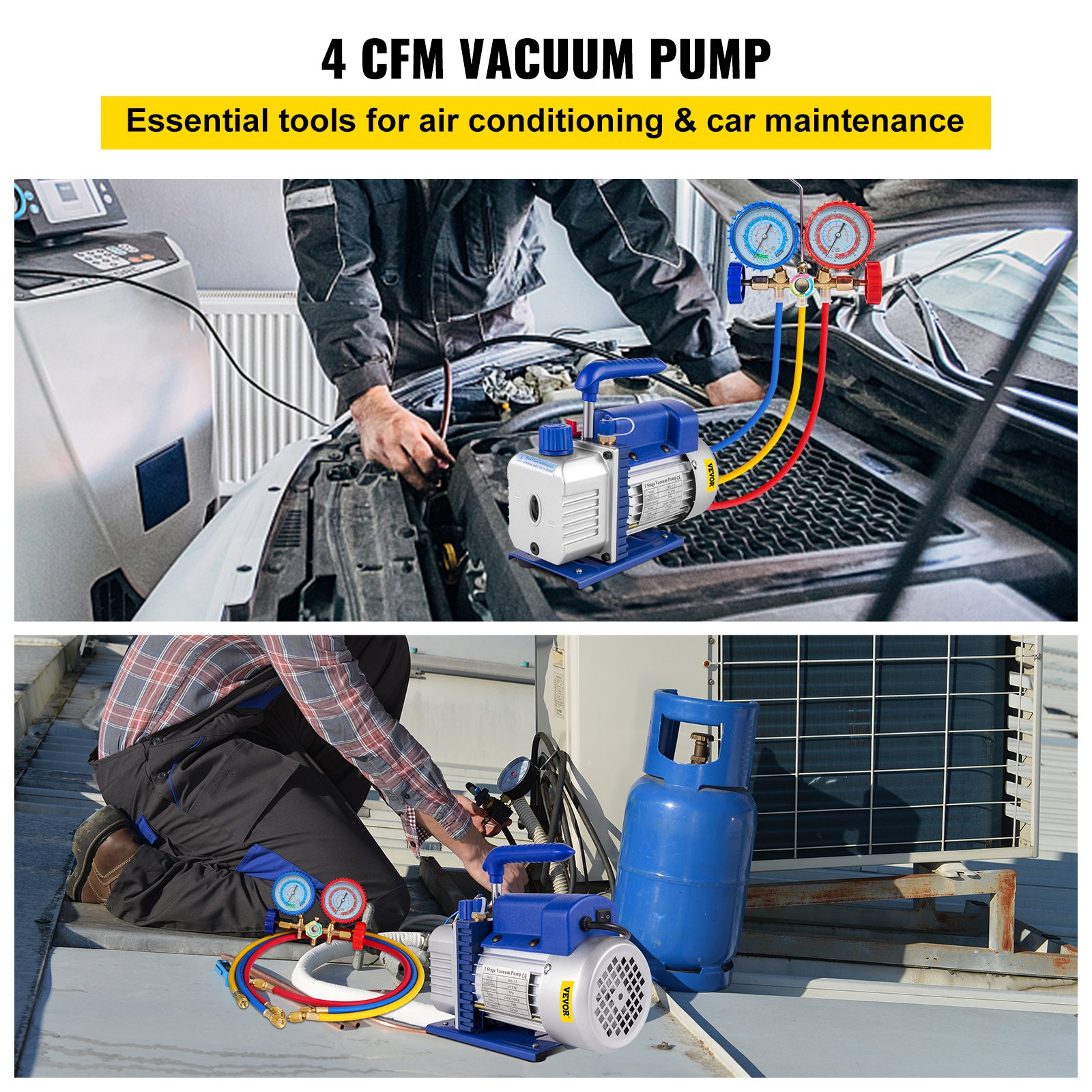 113 l/min (6,8 m³/h) 246 W (1/3 ZS) vakuuma sūknis HVAC dzesēšanai R22 R12 R134A R502 - Image 3