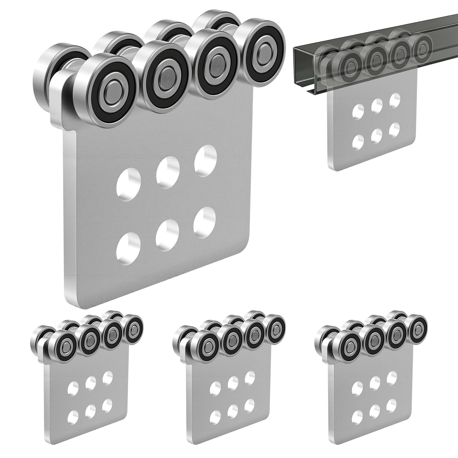 Ratiņu rullīšu komplekts, 4 gab., 1361 kg, Q235 tērauds, 14 x 11 x 4 cm - Image 2