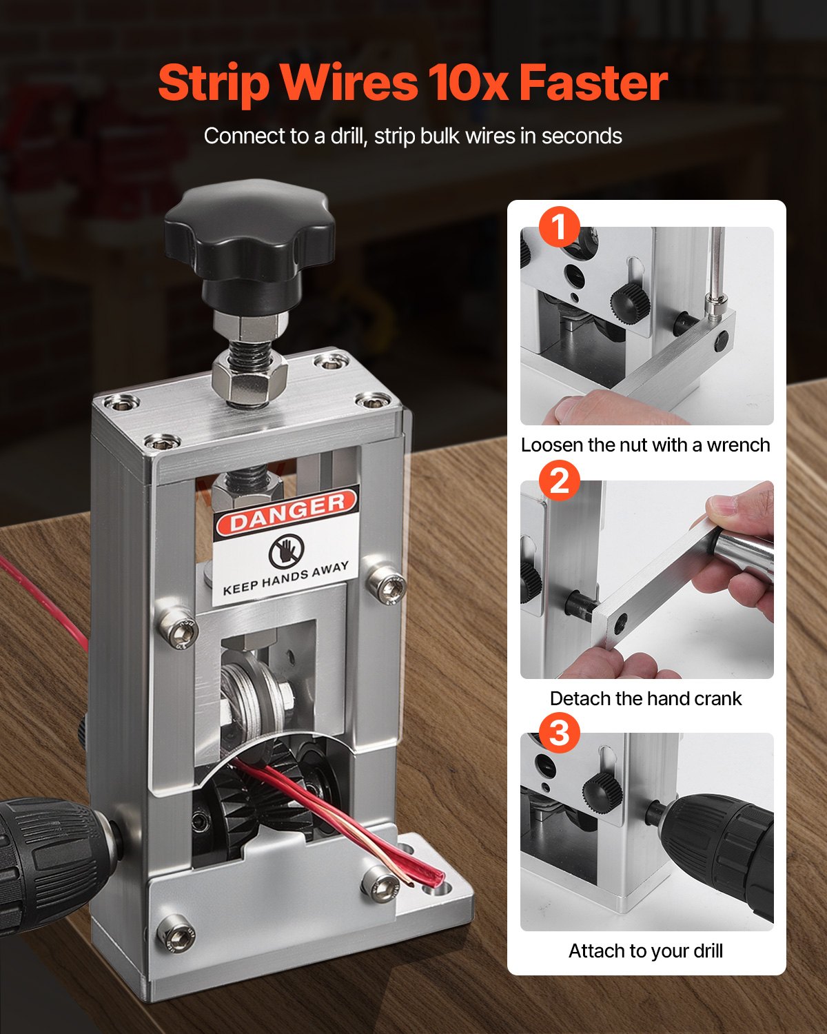 Rankinė vielos izoliacijos nuėmimo mašina 1,5-25 mm, rankinė arba varoma gręžtuvu - Image 5