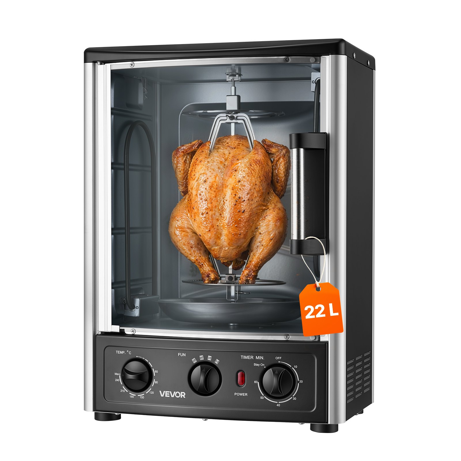 Galda rotējošā cepeškrāsns 22 l, 1500 W, ar 7 iesmiem, 34 x 30,5 x 48 cm - Image 2