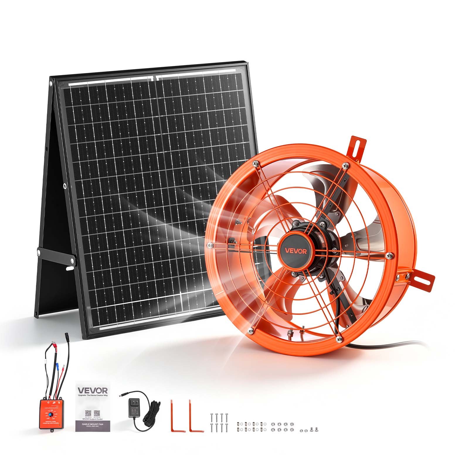 Bēniņu ventilators frontonam, 30,5 cm, tērauds, oranžs, ar termostatu - Image 2