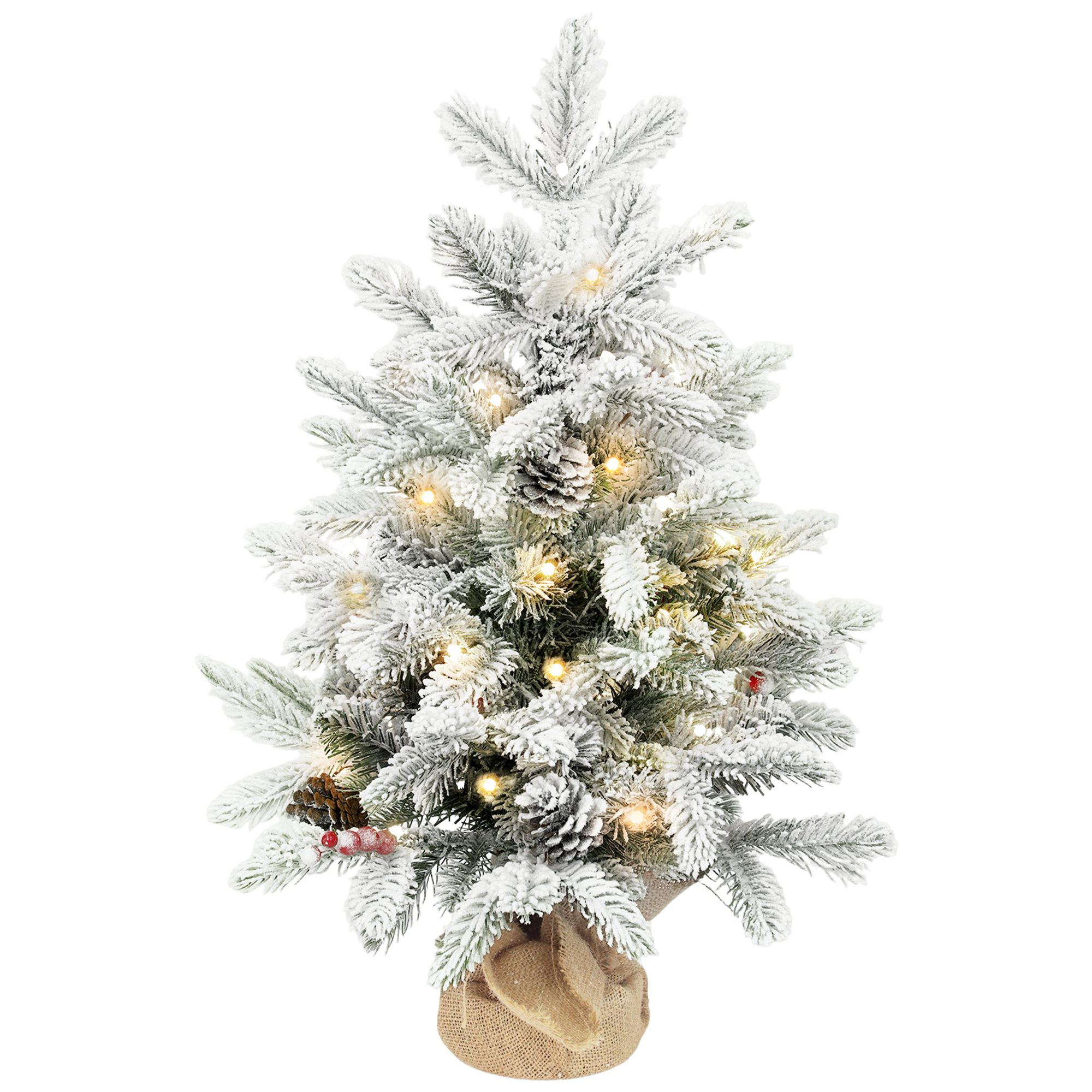 Kunstlik lauapealne jõulukuusk LED-tuledega, 60 cm, valge ja roheline