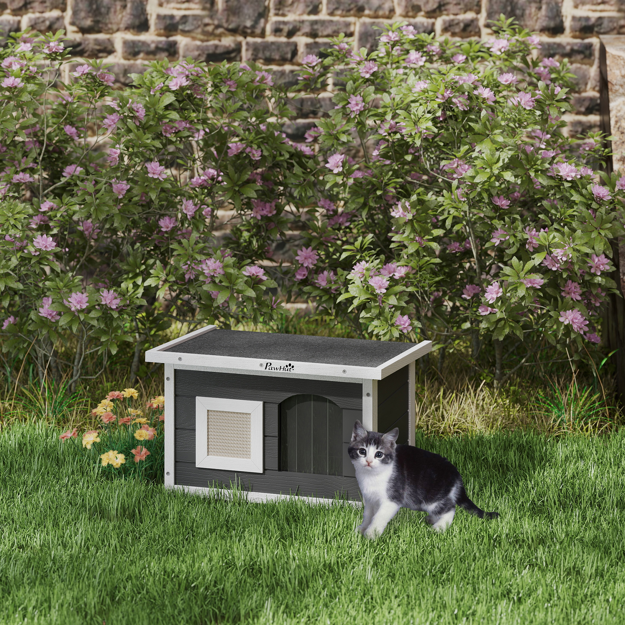 Katzenhaus kačių namelis, pilkas, 61 x 45 x 36,5 cm - Image 2