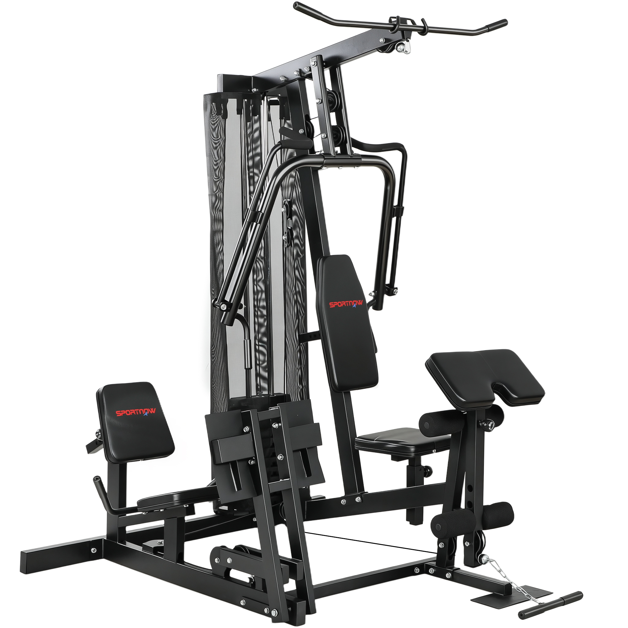 Kodujõujaam jalapressi funktsiooniga, teras, must, 162 x 162 x 210 cm, 65 kg raskusplokk
