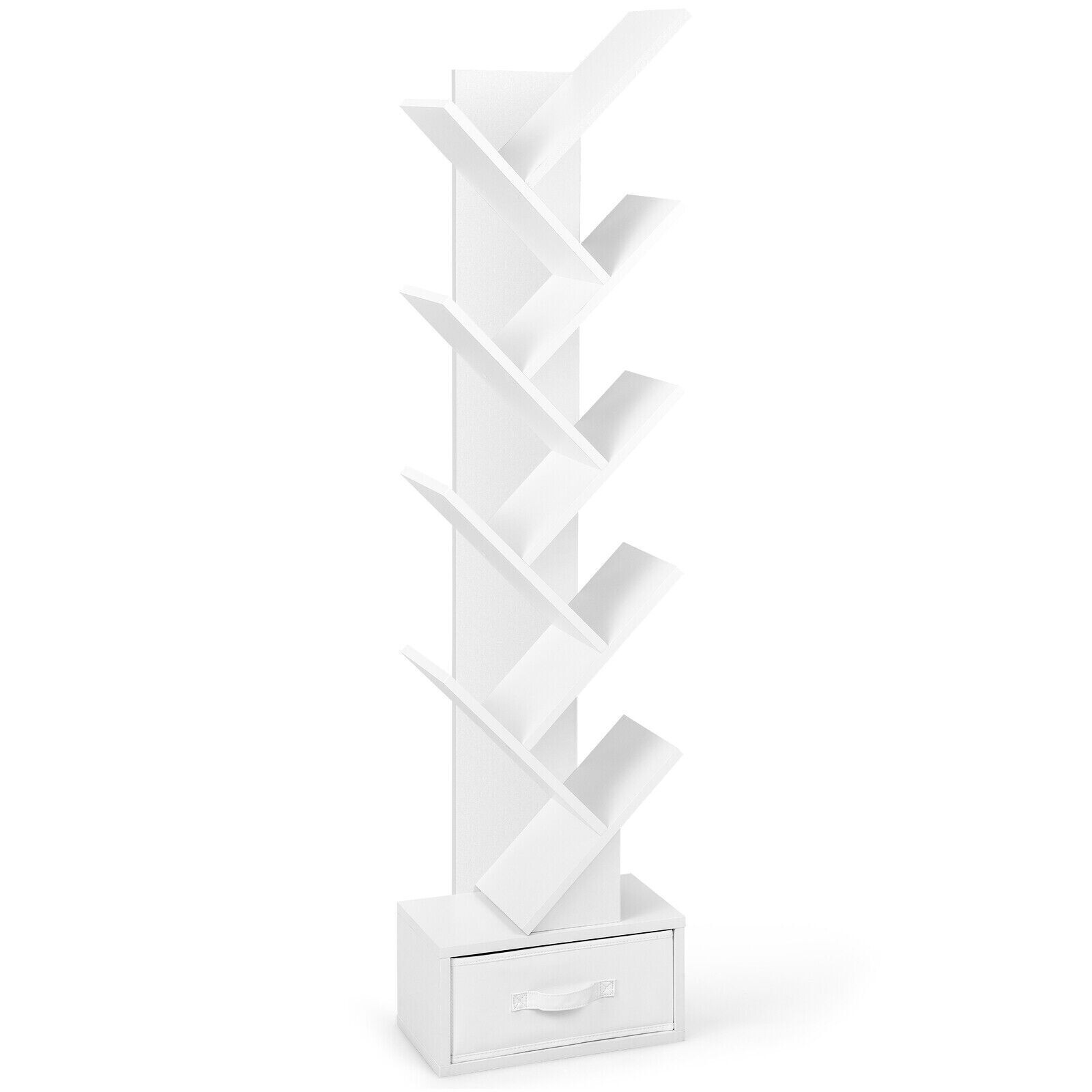 Eraldiseisev raamaturiiul sahtliga, 10 riiulit, valge, 38,1 x 21,6 x 149,9 cm
