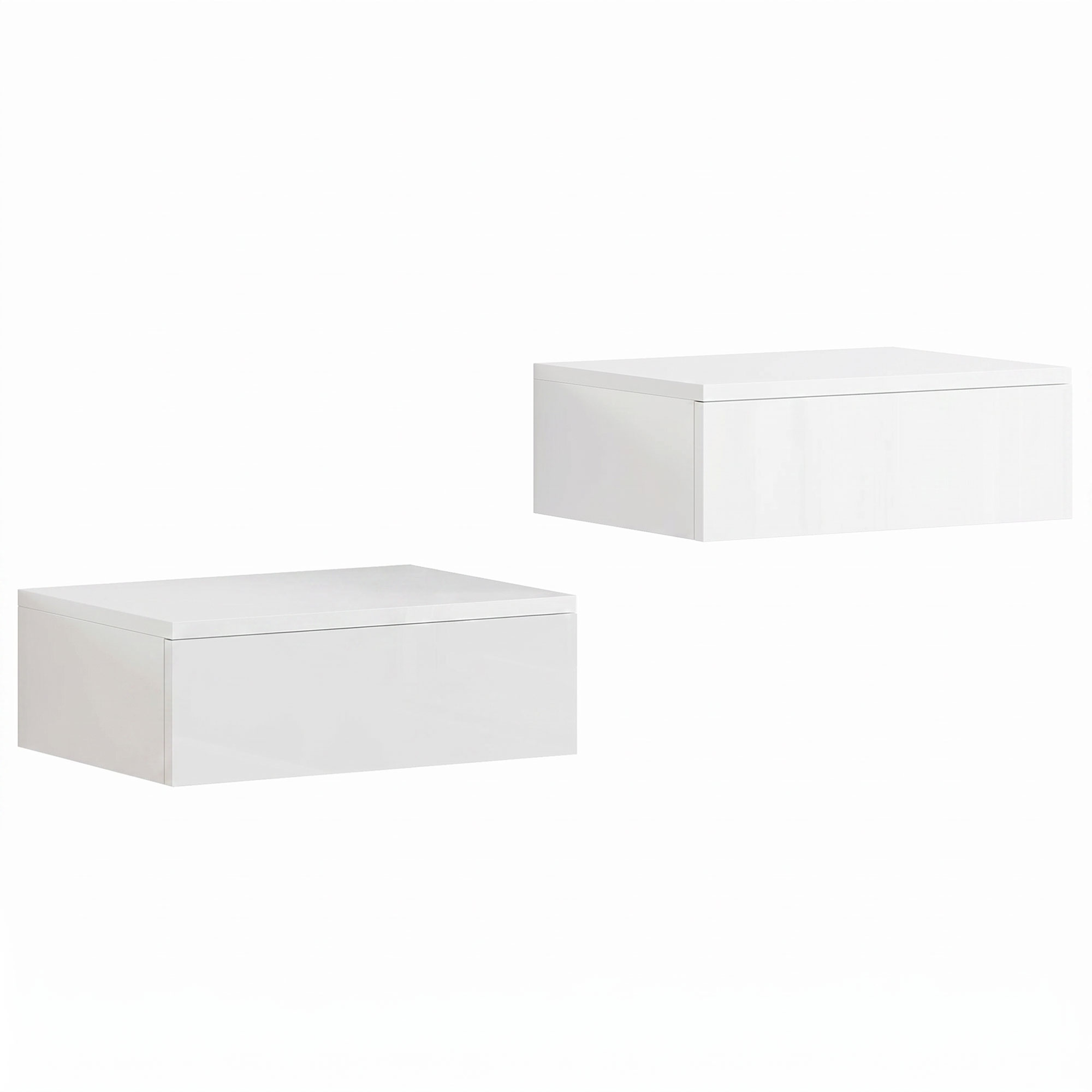 2-osaline seinale kinnitatavate öökappide komplekt, valge, 40 x 30 x 14 cm